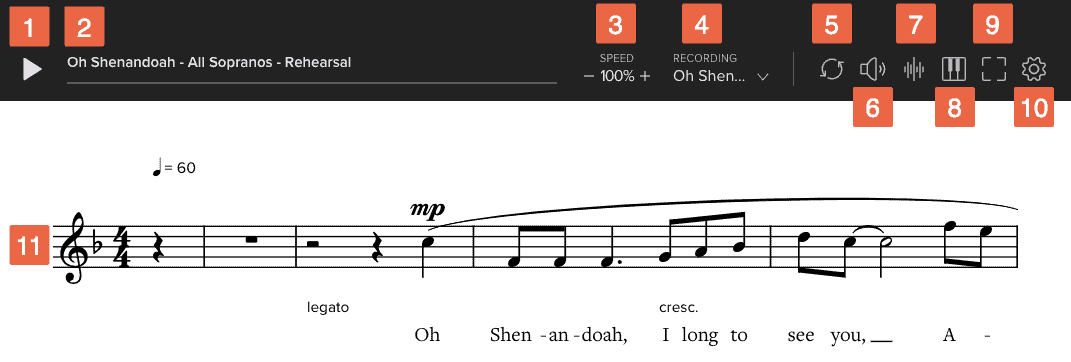 Showing/hiding parts and notations, Soundslice help